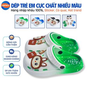Dép Sục Trẻ Em Họa Tiết Gấu Thời Trang – Có Quai, Êm Chân, Nhũ Lấp Lánh, Chống Trơn Trượt, Thoáng Khí, Mã 4008-V+5