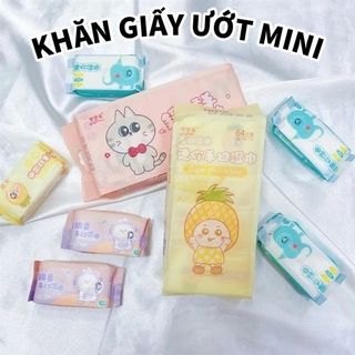 Set 8 gói Khăn ướt mini hoạt hình (T70)