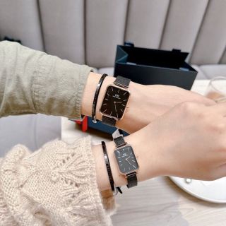 XẢ KHO ĐỒNG HỒ CAO CẤP DANIEL W MẶT CHỮ NHẬT DÂY DA VÀ LƯỚI SIZE NAM LỚN