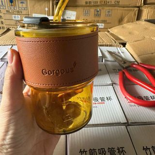 Cốc Đựng Nước Thủy Tinh Bọc Da 400ml