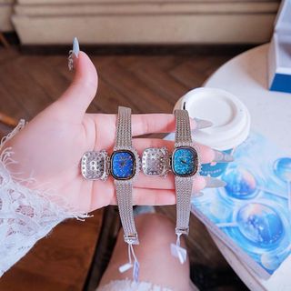 ĐỒNG HỒ NỮ CHÍNH HÃNG FUNMEI NẮP BẬT DÂY THÉP LƯỚI FULLBOX