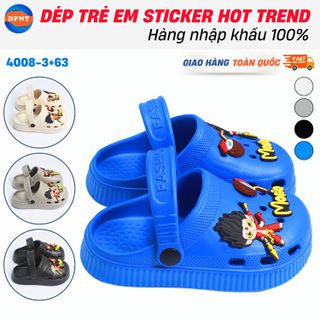 [HOT TREND] Dép Sục Morio Trẻ Em Siêu Nhẹ – Sticker Trang Trí Cá Tính, Quai Xoay Thoáng Khí, Dép Nhựa Chống Trượt Cho Bé Trai Bé Gái - Mã 4008-3+63