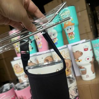 Ly Đựng Nước Giữ Nhiệt Thái 900ml Kèm Ống Hút Phụ Kiện