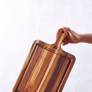 Thớt gỗ Teak tay cầm hình chữ nhật để cắt, thái