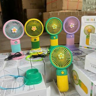 Quạt Tích Điện Mini Hoạ Tiết Dễ Thương Mix Nhiều Màu