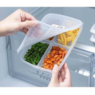 Hộp Chia Thực Phẩm 4 Ngăn Xuất Nhật 720ml Hộp Nhựa Đựng Thực Phẩm Nắp Dẻo Kín Bảo Quản Thức Ăn