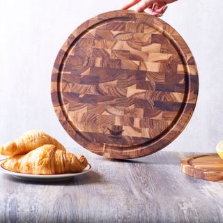 Thớt gỗ Teak hình tròn dùng để chặt KT 320x38mm