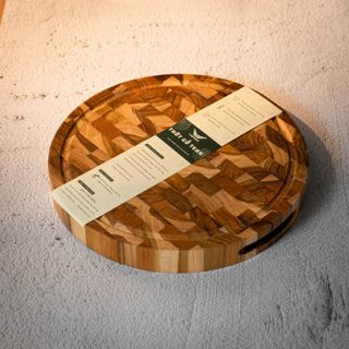 Thớt gỗ Teak hình tròn dùng để chặt KT 320x38mm