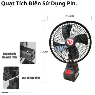 QUẠT TÍCH ĐIỆN LỒNG SẮT ĐẢO CHIỀU PIN 10 CELL