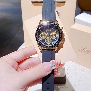 ĐỒNG HỒ NAM CHÍNH HÃNG SCOTTIE DÂY CAO SU ĐEN CHONOGRAP FULLBOX