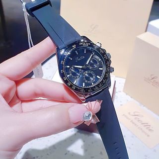 ĐỒNG HỒ NAM CHÍNH HÃNG SCOTTIE DÂY CAO SU ĐEN CHONOGRAP FULLBOX