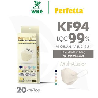 Khẩu Trang Y Tế Cao Cấp Perfetta KF94, Thanh Nẹp Mũi Mềm Mại (20 Cái/Hộp)