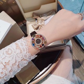 ĐỒNG HỒ NỮ CAO CẤP PVL DÂY DA VIỀN ĐÁ MÀU