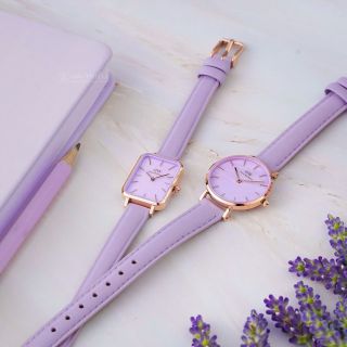 ĐỒNG HỒ NỮ CAO CẤP DANIEL W PETITE DÂY DA TÍM LAVENDER FULLBOX TEM GIÁ MỚI NHẤT