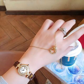 SET ĐỒNG HỒ NỮ SIÊU CẤP CATIOR DÂY DA MÁY THUỴ SĨ MẶT TRÒN MINI