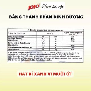 Hạt bí xanh rang muối vị muối ớt và muối hồng Himalaya JoJo 50g - Hạt bí rang - Hạt bí