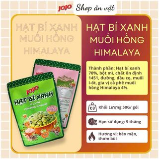 Hạt bí xanh rang muối vị muối ớt và muối hồng Himalaya JoJo 50g - Hạt bí rang - Hạt bí
