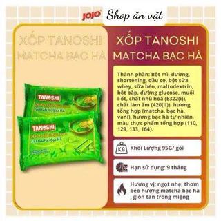 Bánh xốp nhân kem Tanoshi Matcha bạc hà 95g - Bánh xốp vị Matcha bạc hà thơm ngon giòn tan
