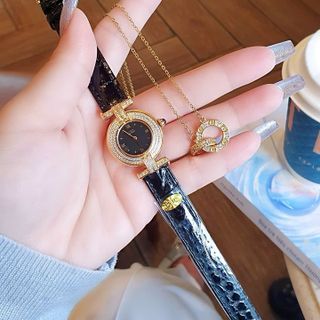 SET ĐỒNG HỒ NỮ SIÊU CẤP CATIOR DÂY DA MÁY THUỴ SĨ MẶT TRÒN MINI