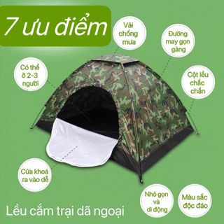 Lều cắm trại picnic 2 lớp cửa đi phượt dã ngoại du lịch chống thấm ngủ ngon hòa mình vào thiên nhiên - SP018