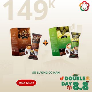 Ore Coffee - COMBO 149K Gồm 01 Hộp Cà Phê Hòa Tan 3in1 Đậm Vị Và 01 Hộp Cà Phê Hòa Tan 4in1 Sầu Riêng