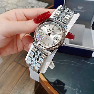 ĐỒNG HỒ NAM NỮ CHÍNH HÃNG FUNMEI F2036 BẠC DEMI MẶT TRÒN FULLBOX TEM