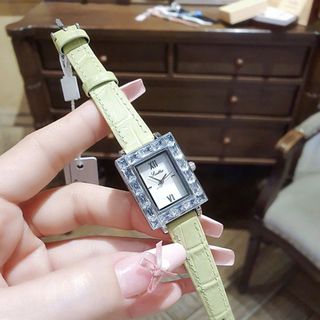 ĐỒNG HỒ NỮ CHÍNH HÃNG SCOTTIE DÂY DA XANH MINT MẶT CHỮ NHẬT