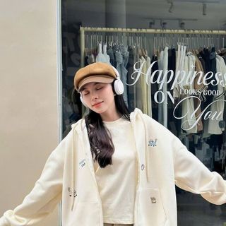 Áo khoác nữ dài logo thêu MÈO và DỪA