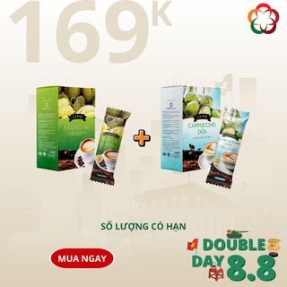 Ore Coffee - COMBO 169K Gồm 01 Hộp Cà Phê Hòa Tan Sầu Riêng Và 01 Hộp Cà Phê Hòa Tan Cappuccino Dừa (10 gói x 18g)