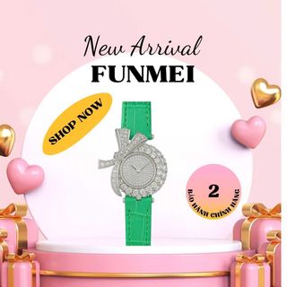 SET ĐỒNG HỒ NỮ CHÍNH HÃNG FUNMEI DÂY DA MẶT NƠ FULL PHA LÊ FULLBOX TEM HÃNG