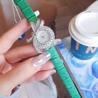SET ĐỒNG HỒ NỮ CHÍNH HÃNG FUNMEI DÂY DA MẶT NƠ FULL PHA LÊ FULLBOX TEM HÃNG