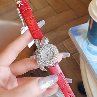 SET ĐỒNG HỒ NỮ CHÍNH HÃNG FUNMEI DÂY DA MẶT NƠ FULL PHA LÊ FULLBOX TEM HÃNG