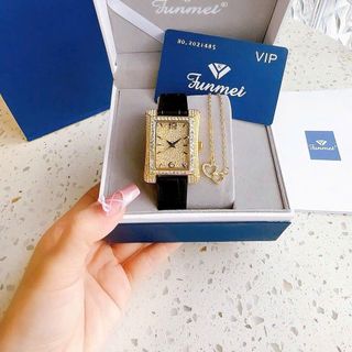 SET ĐỒNG HỒ NỮ CHÍNH HÃNG FUNMEI F2076 DA MẶT CN GOLD FULLBOX TEM