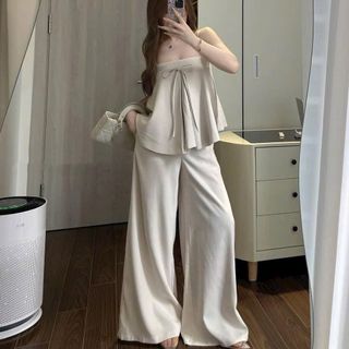 TB90 Set đồ nữ áo 2 dây kèm quần suông ống rộng