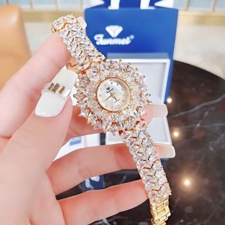 ĐỒNG HỒ NỮ CHÍNH HÃNG FUNMEI F2072 ĐÍNH ĐÁ PHA LÊ FULLBOX TEM GOLD
