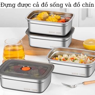 Hộp inox 304 NẮP hút chân không SUS316 1200ML