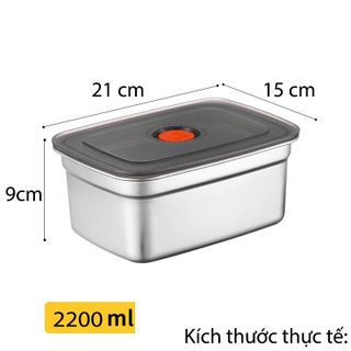 Hộp inox 304 NẮP hút chân không SUS316 2200ML