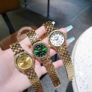 ĐỒNG HỒ NỮ THỜI TRANG RÔLET GOLD MẶT TRÒN VIỀN ĐÁ