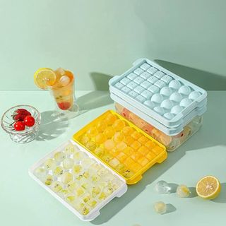 Khay đá 32 ô 1 tầng có hộp (tròn vuông)