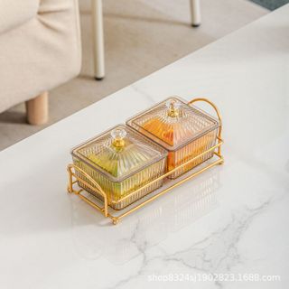 Khay mứt nhựa vàng set 2 cái
