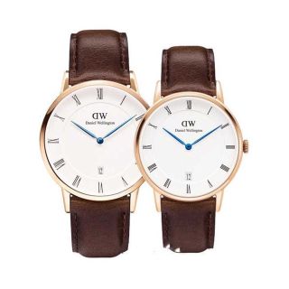 ĐỒNG HỒ NAM NỮ CAO CẤP DANIEL W DAPPER DÂY DA KIM XANH FULLBOX TEM