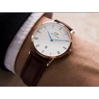 ĐỒNG HỒ NAM NỮ CAO CẤP DANIEL W DAPPER DÂY DA KIM XANH FULLBOX TEM