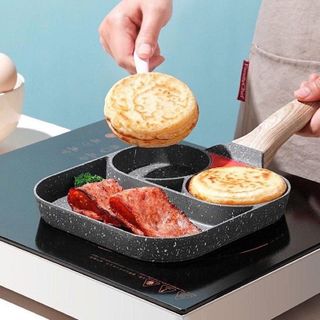 CHẢO CHỐNG DÍNH 3 NGĂN CÁN GỖ