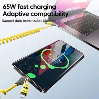 CÁP SẠC NHANH 65W 4 TRONG 1 LÒ XO DÂY DÀI 1,5M