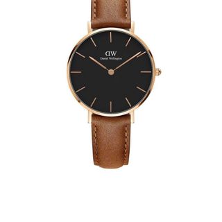 HOT DEAL ĐỒNG HỒ NỮ CAO CẤP DANIEL W PETITE MẶT ĐEN SIZE 28 DA VÀ LƯỚI
