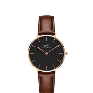 HOT DEAL ĐỒNG HỒ NỮ CAO CẤP DANIEL W PETITE MẶT ĐEN SIZE 28 DA VÀ LƯỚI