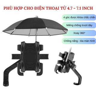 Kẹp điện thoại gắn xe máy kèm ô che nắng mưa điều chỉnh 360 độ