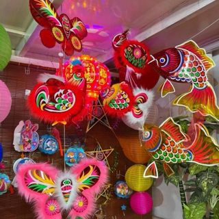 Lồng Đèn Cá Chép , Lồng Đèn Con Bướm Giấy Kiếng Cỡ Lớn 60cm ,Trang Trí Trung Thu