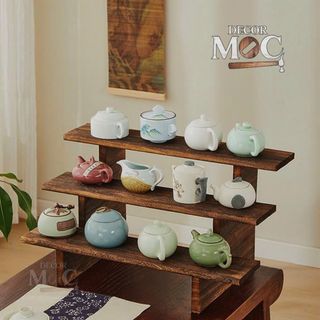 Kệ Trưng Bày Bộ Ấm Chén,Giá Trưng Bày Gốm Sứ, Đất Xét, Các Sản Phẩm Mỹ Nghệ