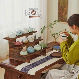 Kệ Trưng Bày Bộ Ấm Chén,Giá Trưng Bày Gốm Sứ, Đất Xét, Các Sản Phẩm Mỹ Nghệ